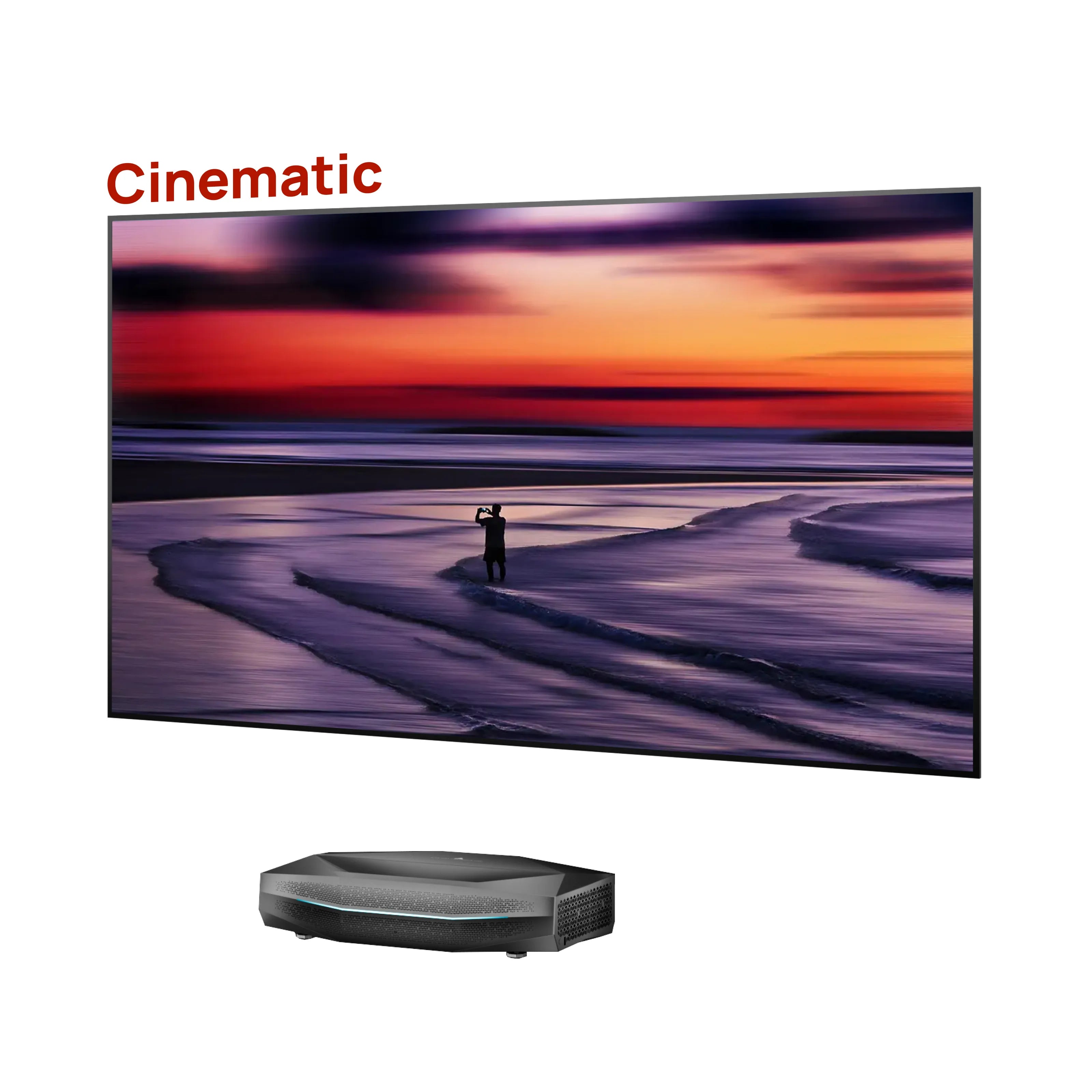 Aetherion Max RGB Laser UST Projector+120'' Cinematic ALR Screen Bundle